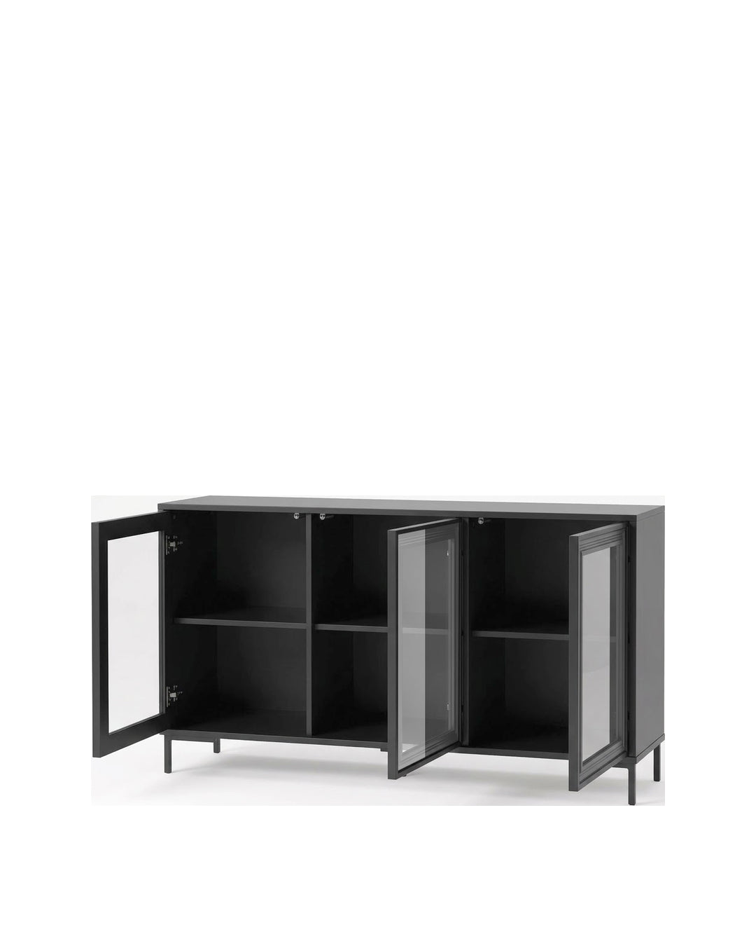 Buffet 03 Portas com Vidro Vitria 134 cm - Preto