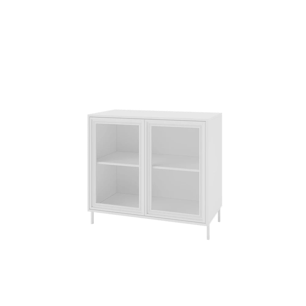 Buffet 2 Portas com Vidro Vitria 91 cm - Branco