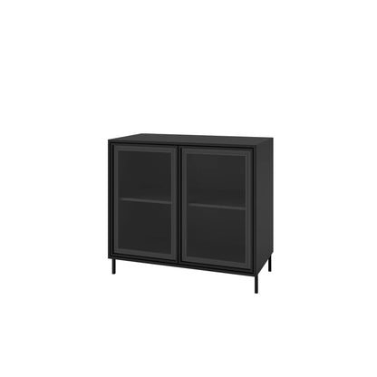 Buffet 2 Portas com Vidro Vitria 91 cm - Preto