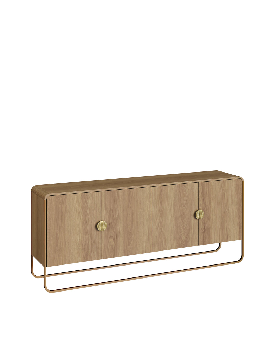 Buffet 4 Portas Pés em Aço Dunna 180 cm - Mel c/ Dourado