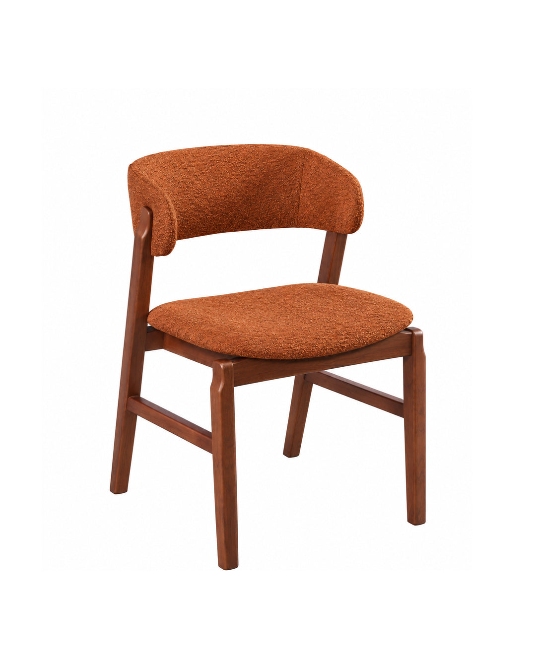 Cadeira de Madeira Maciça Estofada Loran - Natural c/ Boucle Terracota