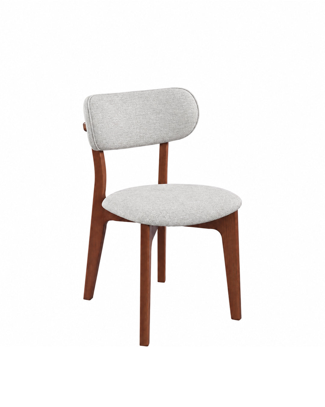 Cadeira de Madeira Maciça Estofada Elvor - Natural c/ Linho Off White
