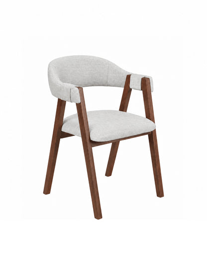 Cadeira de Madeira Maciça Estofada Tavora - Natural c/  Linho Off White