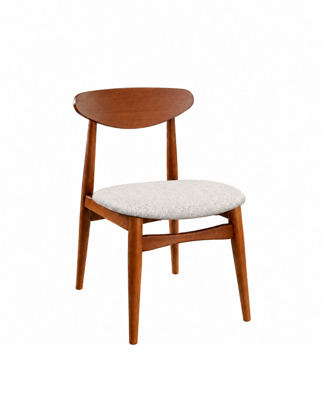 Cadeira de Madeira Maciça Estofada Stellan - Natural c/ Linho Off White