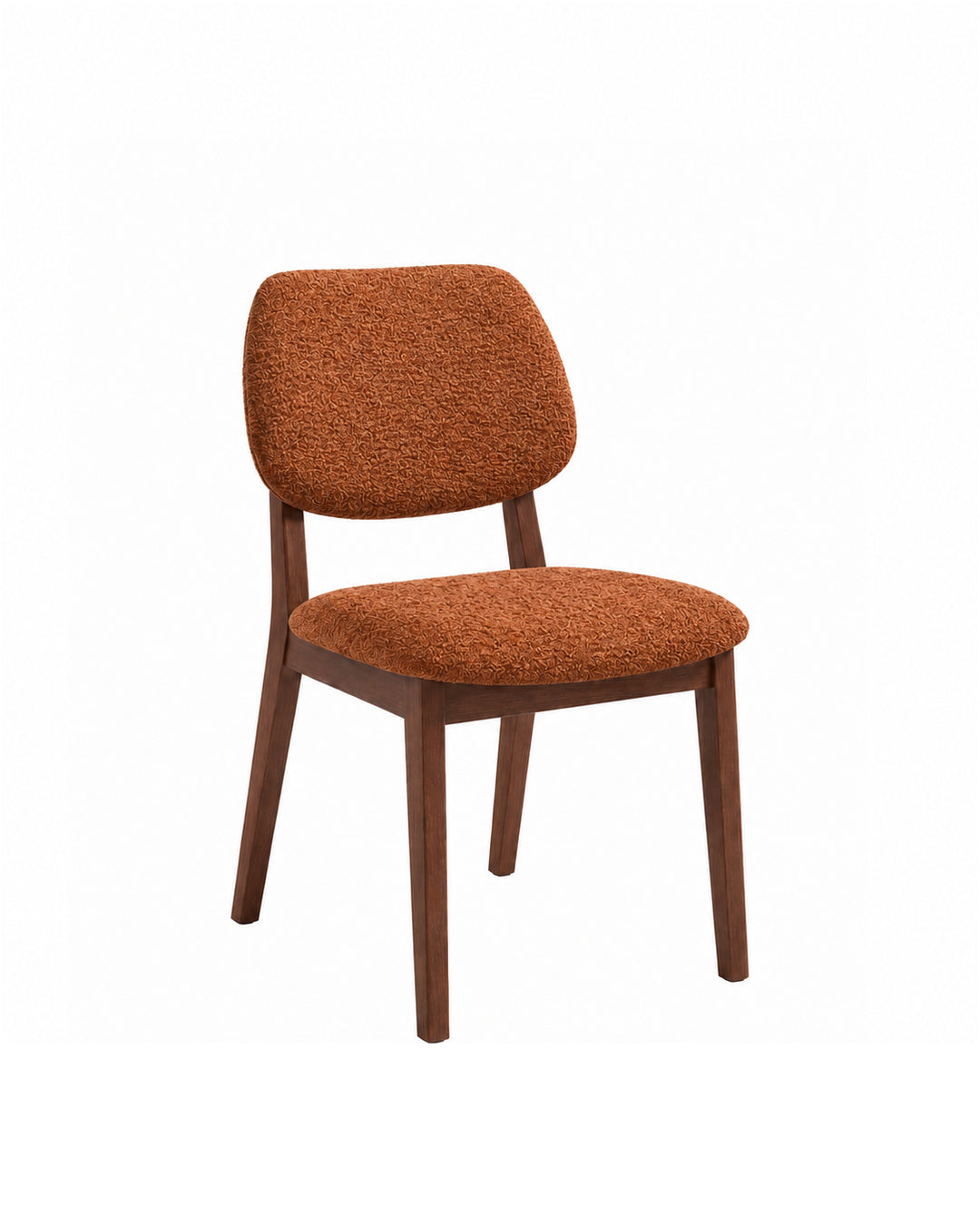 Cadeira de Madeira Maciça Estofada Nilo - Natural c/ Boucle Terracota