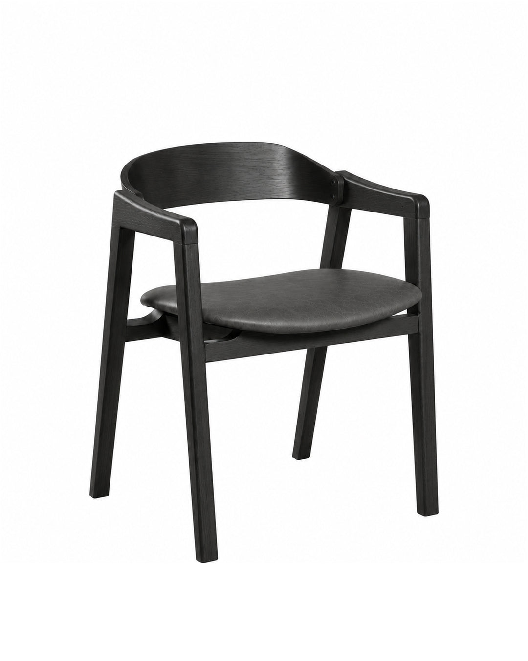 Cadeira de Madeira Maciça Estofada Eron - Preto c/ PU Preto