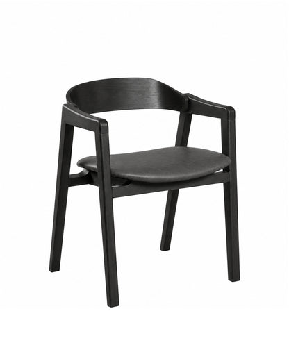 Cadeira de Madeira Maciça Estofada Eron - Preto c/ PU Preto