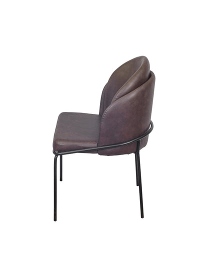 Cadeira de Aço Estofada Vetra - PU Café c/ Preto