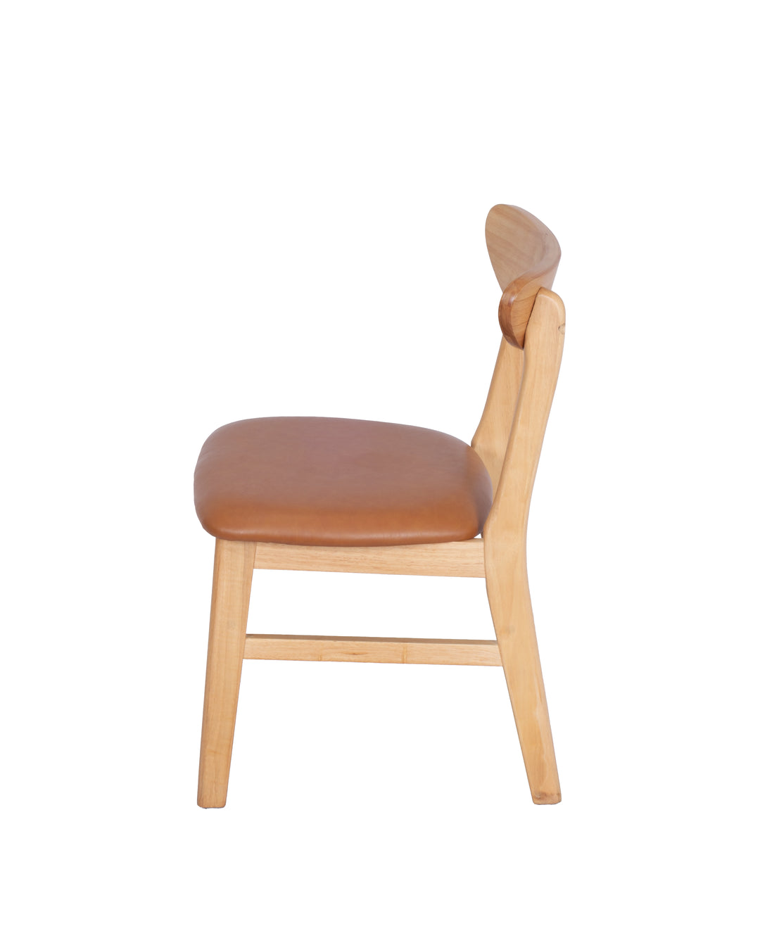 Cadeira de Madeira Maciça Estofada Auren - Natural c/ PU Caramelo