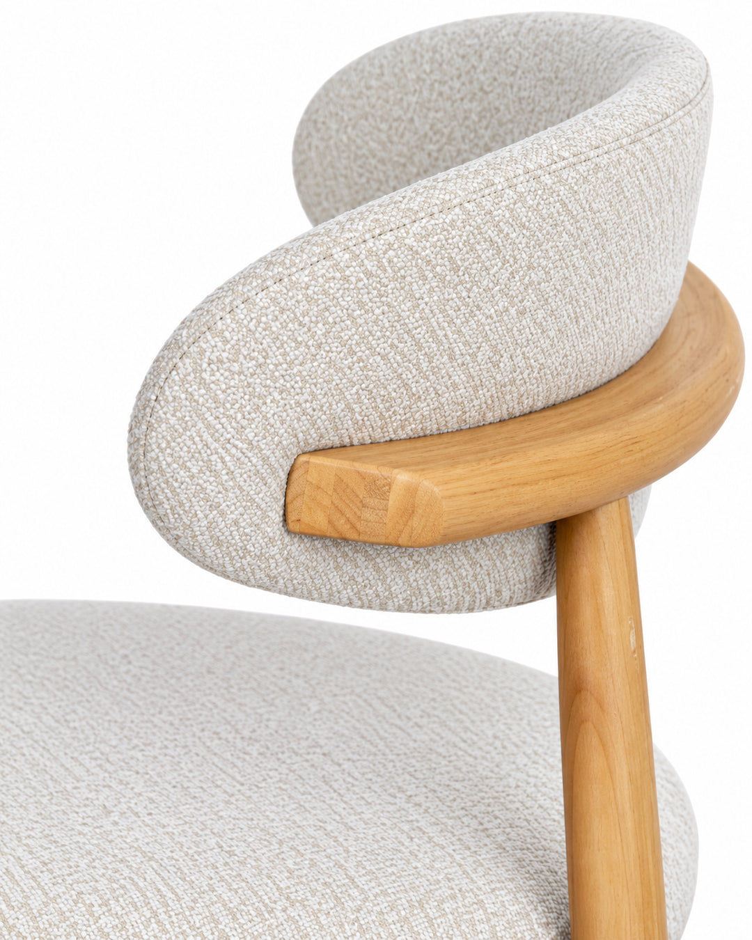 Cadeira de Madeira Maciça Estofada Orven - Natural c/ Boucle Branco