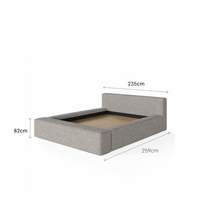 Cama Estofada King com Cabeceira Nora - Linho Cinza