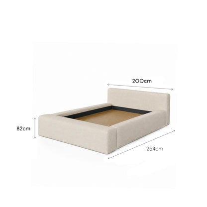Cama Estofada Queen com Cabeceira Nora - Linho Off White