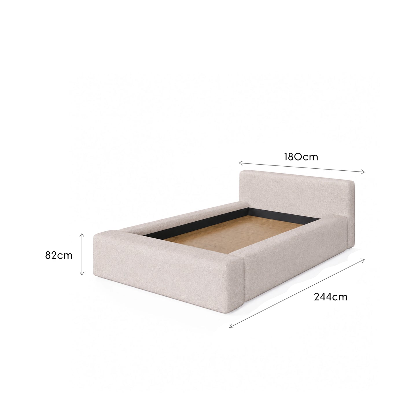 Cama Estofada de Casal com Cabeceira Nora - Linho Off White