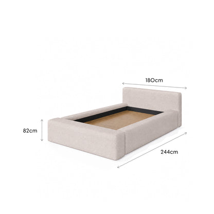 Cama Estofada de Casal com Cabeceira Nora - Linho Off White