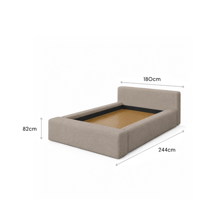 Cama Estofada de Casal com Cabeceira Nora - Linho Fendi