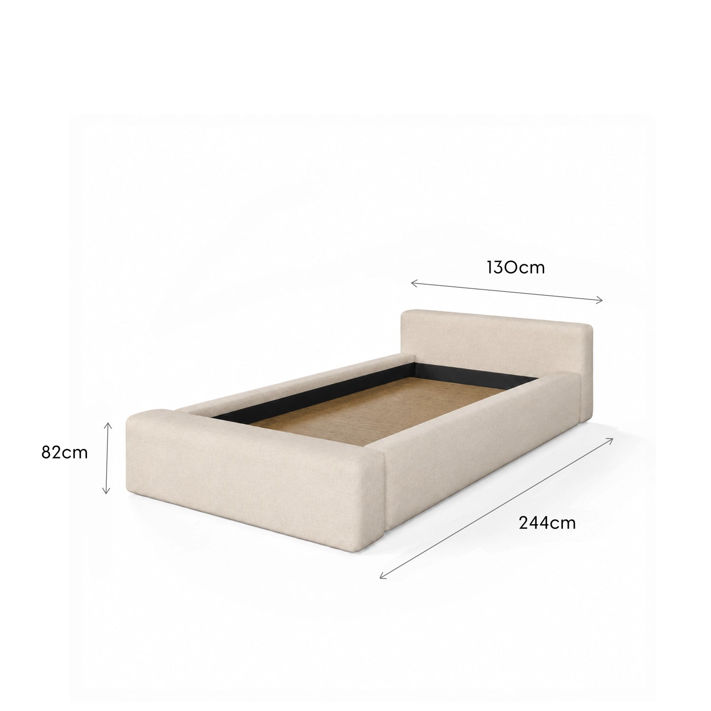 Cama Estofada de Solteiro com Cabeceira Nora - Linho Off White