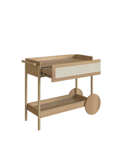 Carrinho Bar 1 Gaveta com Porta Taças Palhinha Urdi  112 cm - Mel