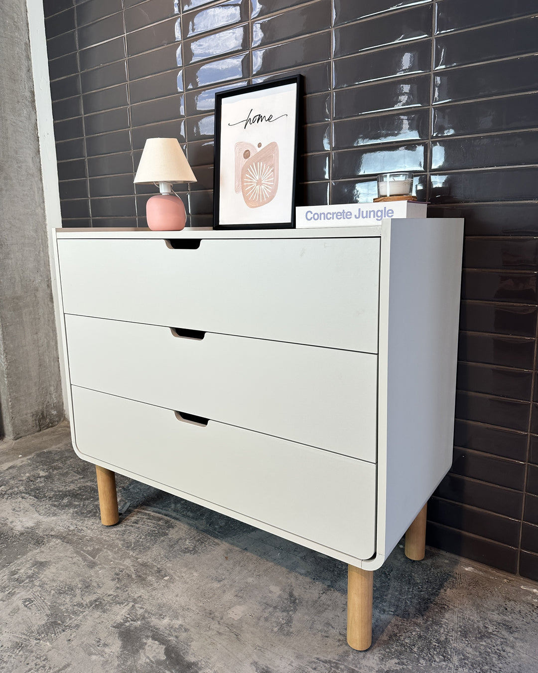Cômoda Orgânica 3 Gavetas Yume 90 cm - Off-White Fosco