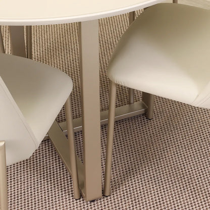 Conjunto de Jantar Mesa Redonda com Vidro Arcádia 4 Cadeiras Lucille - Champanhe c/ Off White