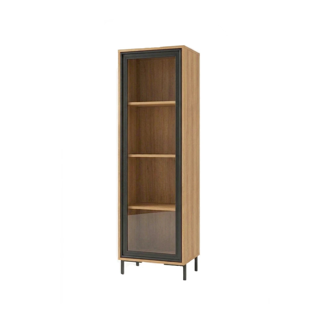 Cristaleira 1 Porta com Vidro Vitria 47 cm - Mel c/ Preto