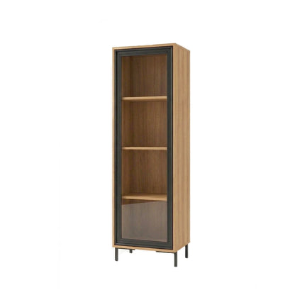 Cristaleira 1 Porta com Vidro Vitria 47 cm - Mel c/ Preto