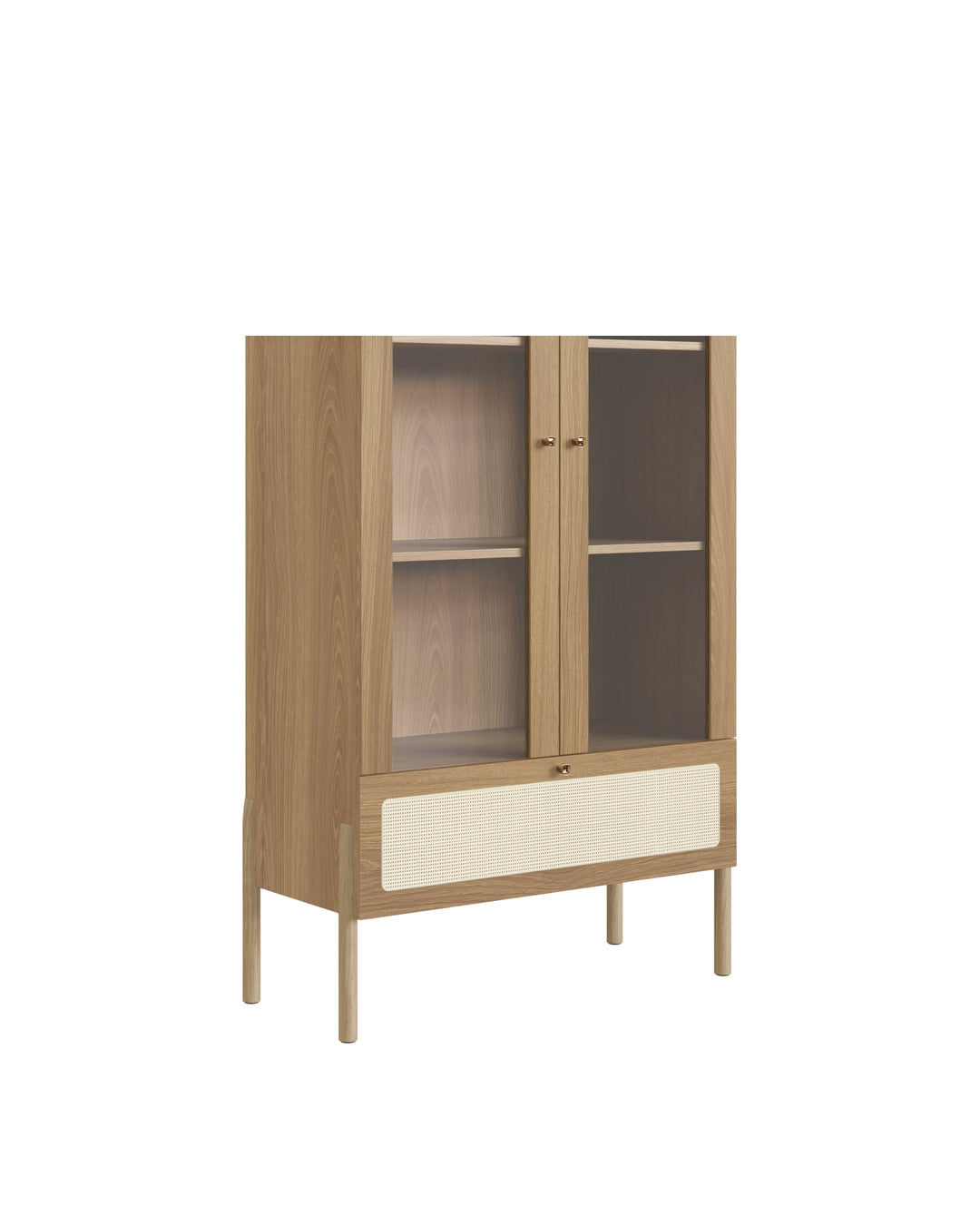 Cristaleira 2 Portas Vidro 1 Gaveta Urdi 83 cm - Mel c/ Palhinha