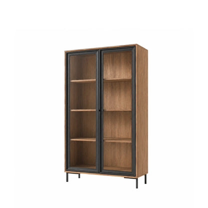 Cristaleira 2 Portas com Vidro Vitria 91 cm - Mel c/ Preto