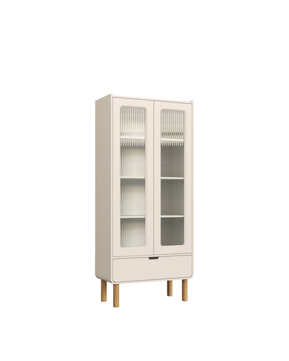 Cristaleira Orgânica 2 Portas Yume 80 cm - Off-White Fosco