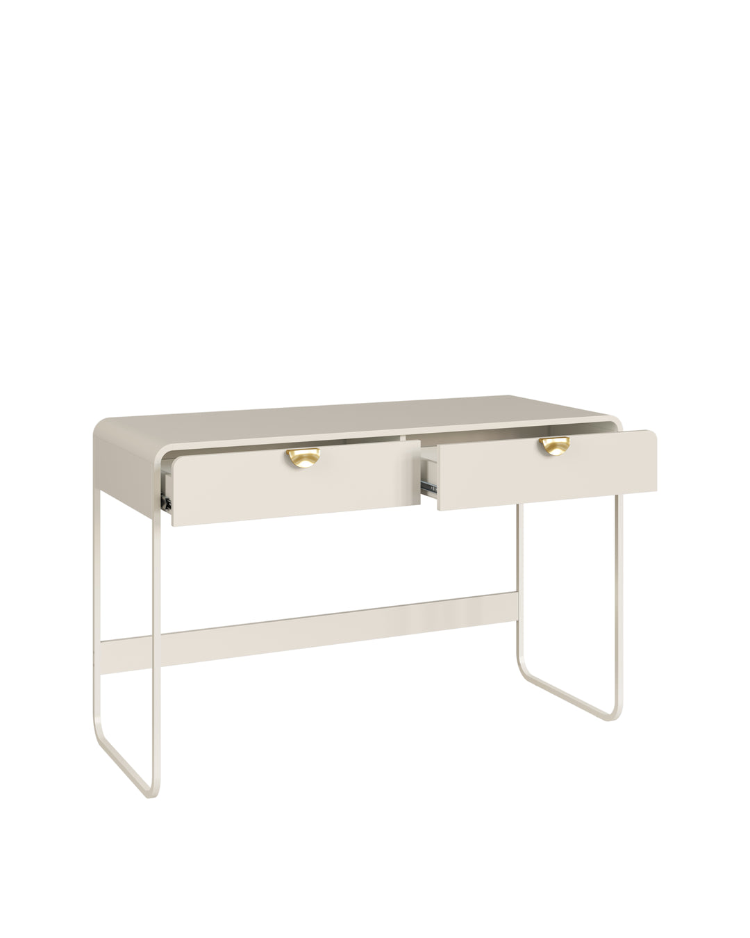 Escrivaninha Orgânica 2 Gavetas com Pés em Aço Dunna 125 cm - Off-White Fosco