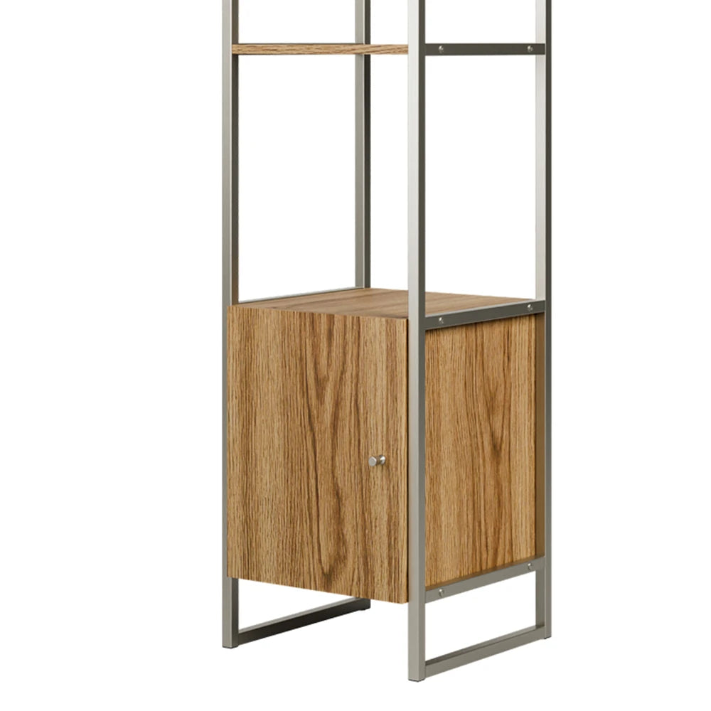 Estante com 3 Prateleiras 1 Porta MDF com Aço Voss 40 cm - Freijó c/ Champanhe