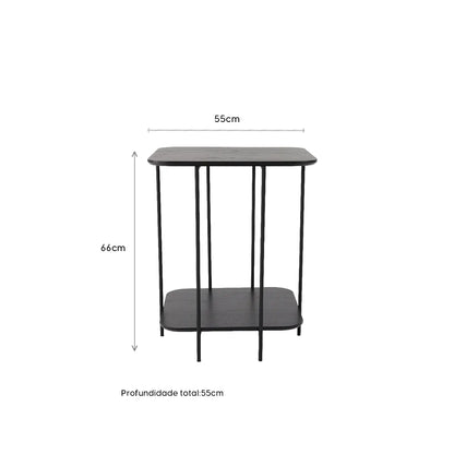Mesa Lateral com pés em Metal Biophilia Alta 55 cm - Preto