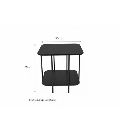 Mesa Lateral com pés em Metal Biophilia Baixa 55 cm - Preto