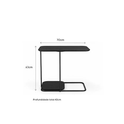Mesa Lateral para Sofá com pés em Metal Biophilia 70 cm - Preto