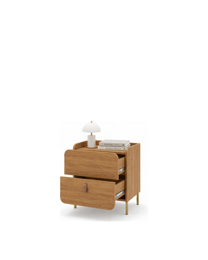 Mesa de Cabeceira 2 Gavetas Elo 50 cm - Mel