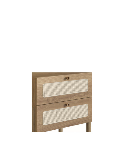 Mesa de Cabeceira 2 Gavetas com Pés em Madeira Maciça Urdi 48 cm - Mel