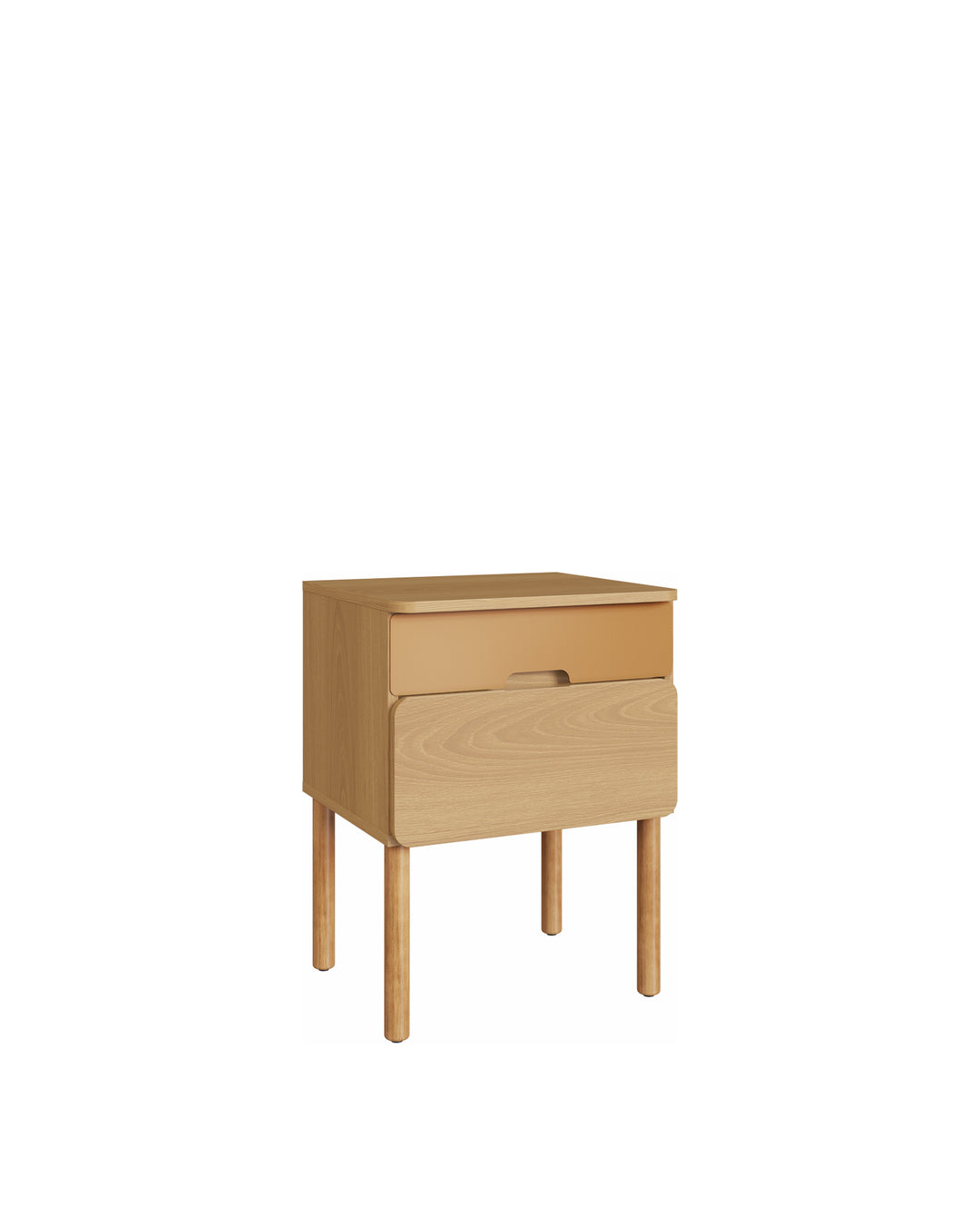 Mesa de Cabeceira 2 Gavetas Lumi 45 cm - Mel c/ Dourado