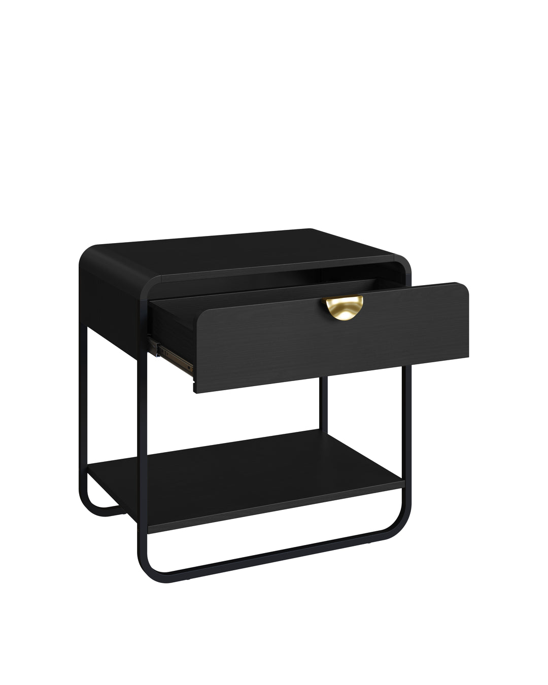 Mesa de Cabeceira com 1 Gaveta Dunna 60 cm - Preto c/ Dourado