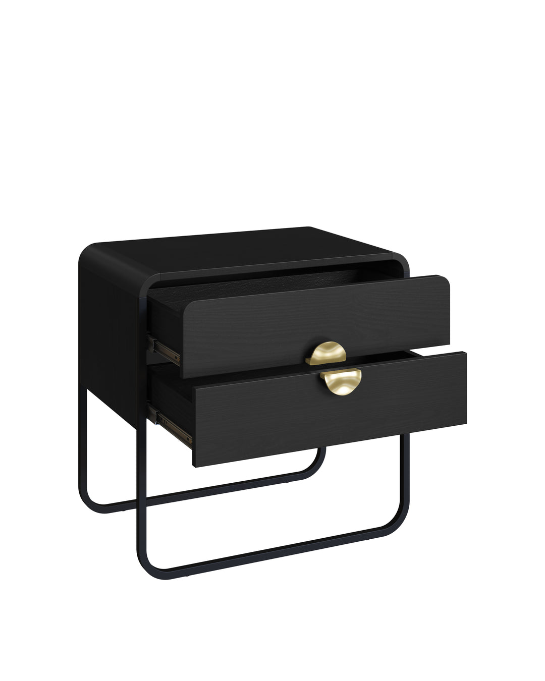 Mesa de Cabeceira com 2 Gavetas Dunna 60 cm - Preto c/ Dourado