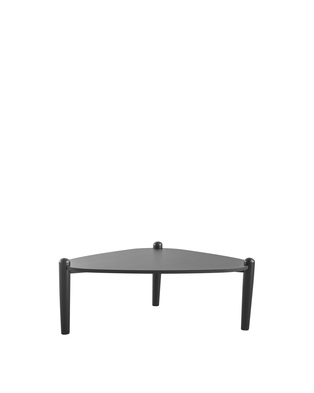 Mesa de Centro Triangular com Pés em Madeira Maciça Mori 84 cm - Preto Fosco