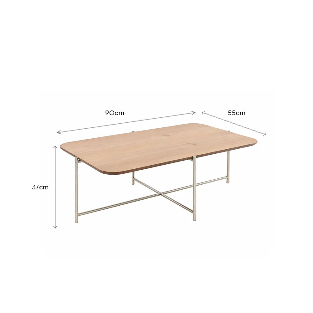 Mesa de Centro com pés em Metal Biophilia 90 cm - Mel c/ Champanhe
