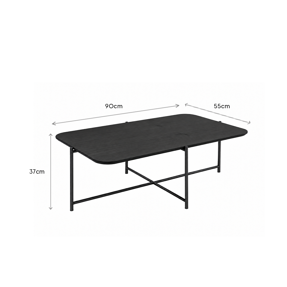 Mesa de Centro com pés em Metal Biophilia 90 cm - Preto