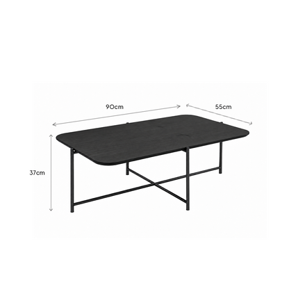Mesa de Centro com pés em Metal Biophilia 90 cm - Preto