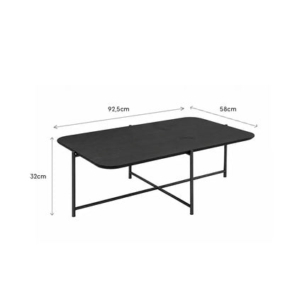 Mesa de Centro Retangular com pés em Metal Biophilia 93 cm - Preto