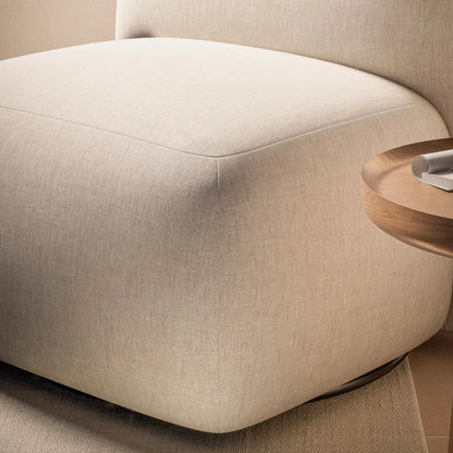 Poltrona Estofada Giratória Aurora - Linho Texturizado Off White