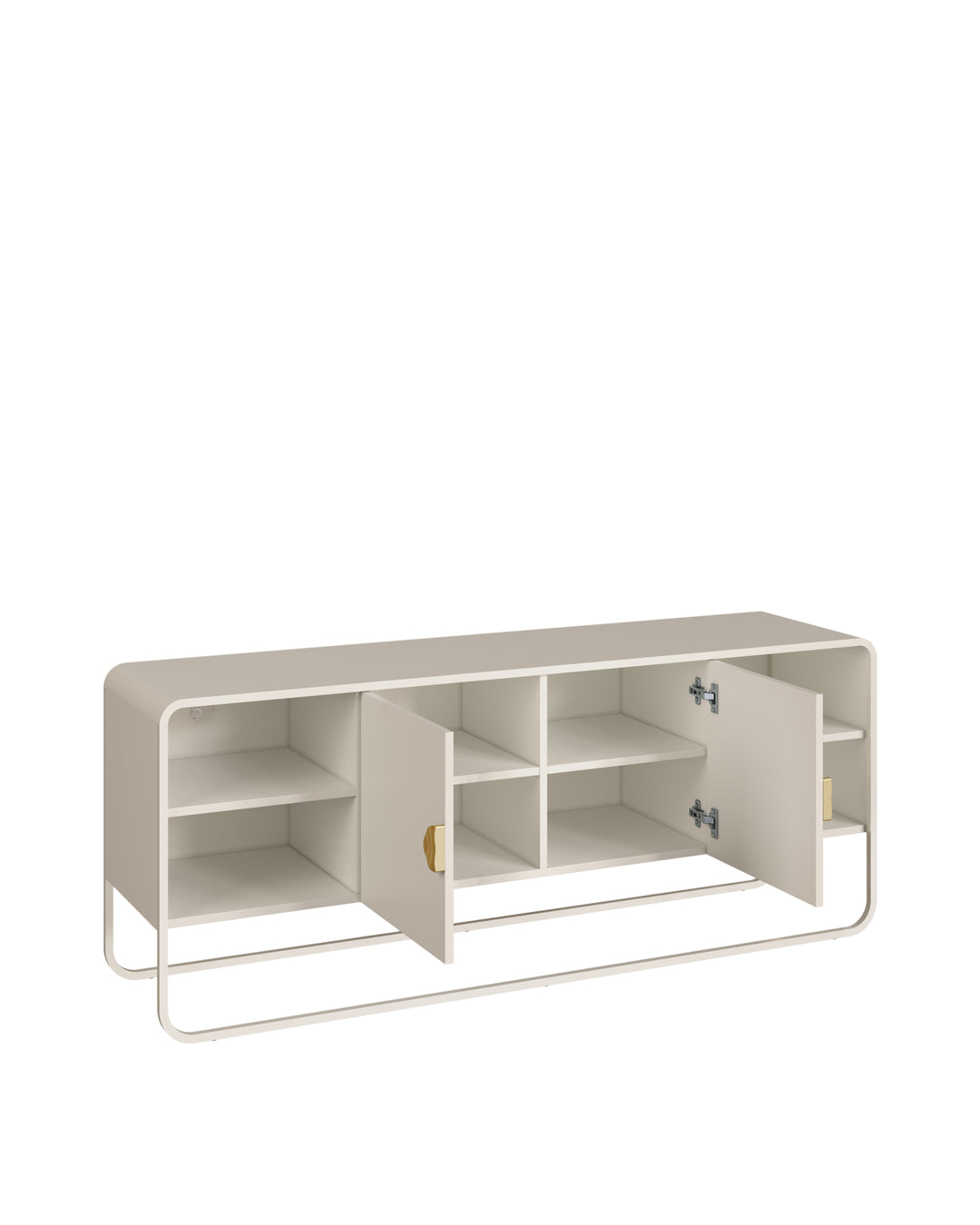 Rack Orgânico 2 Portas com Pés em Aço Dunna 150 cm - Off-White Fosco