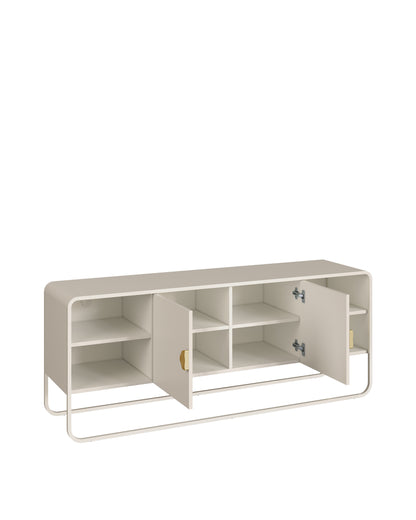 Rack Orgânico 2 Portas com Pés em Aço Dunna 150 cm - Off-White Fosco