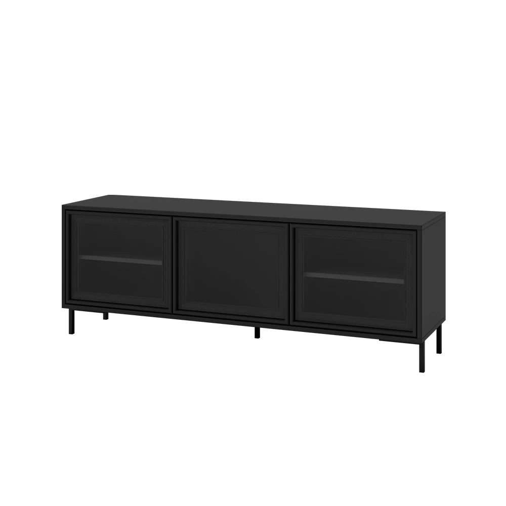 Rack para TV Até 55" 3 Portas com Vidro Vitria 135 cm - Preto