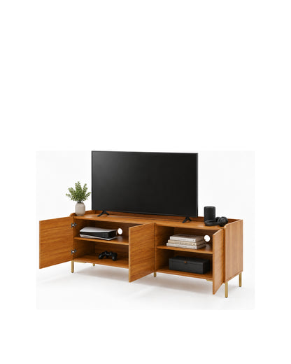 Rack para TV até 55" 03 Portas 2 Prateleiras Elo 135 cm - Mel