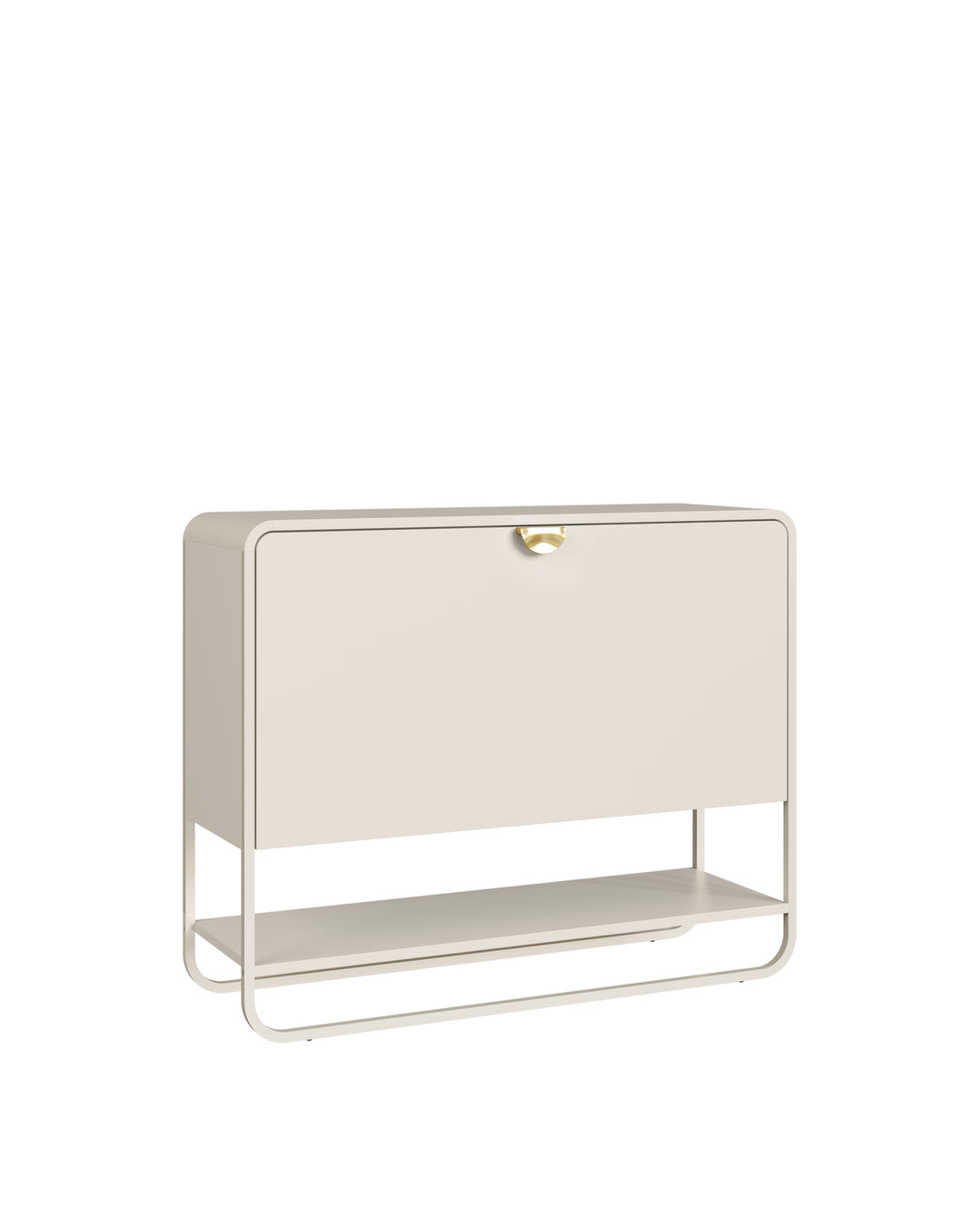 Sapateira Orgânica 1 Porta com Pés em Aço Dunna 93 cm - Off-White Fosco