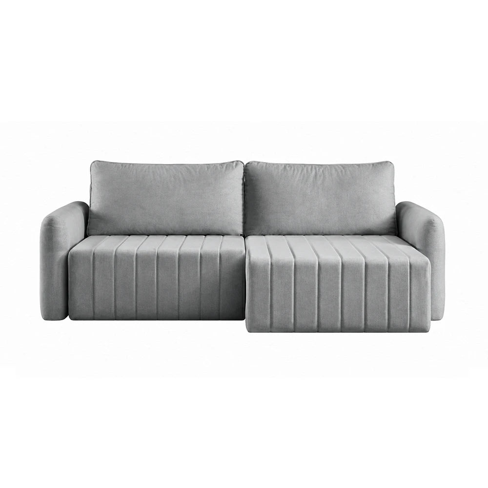 Sofá Retrátil 4 Lugares Nápole 230 cm - Linho Texturizado Cinza